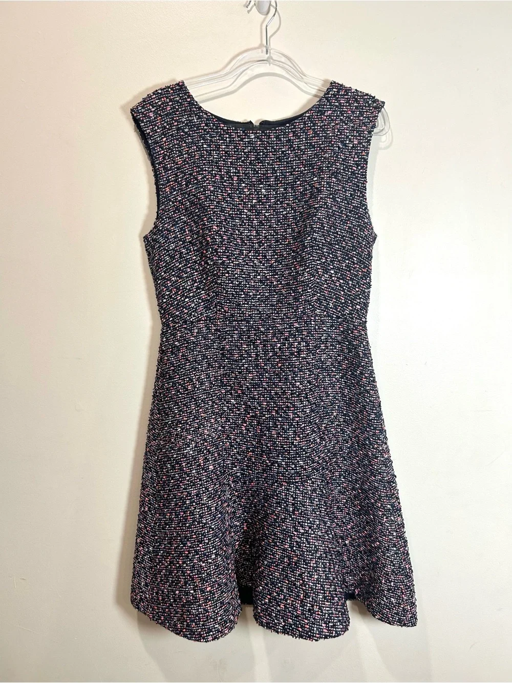 NEW J. Crew A-Line Dress Confetti Tweed Women Sz 6 Sleeveless Fit & Flare Navy